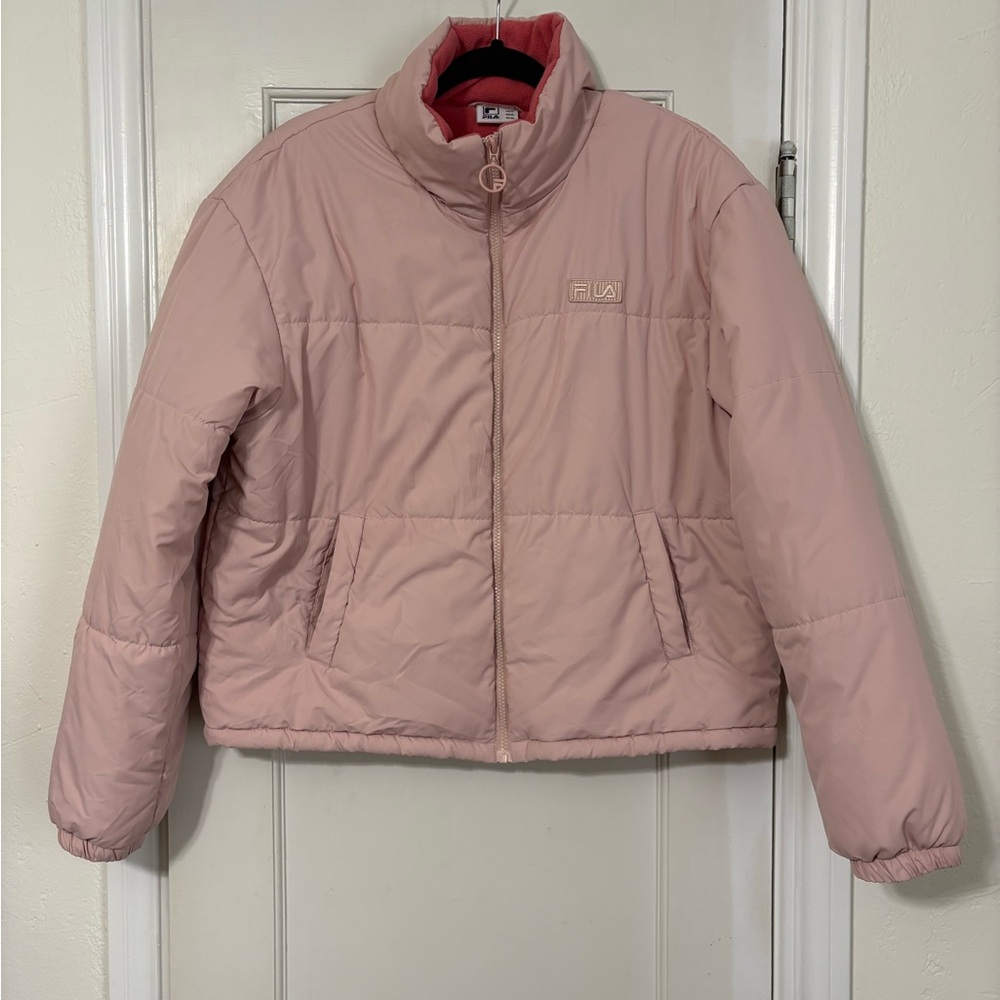 Fila Cropped Pink Puffer Jacket